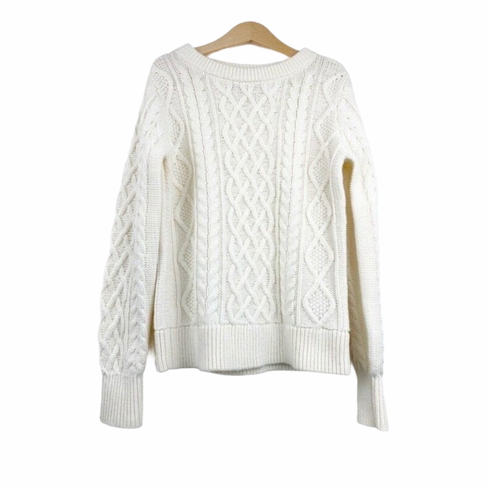 Gap Girls Pullover Sweater White Cable Knit M